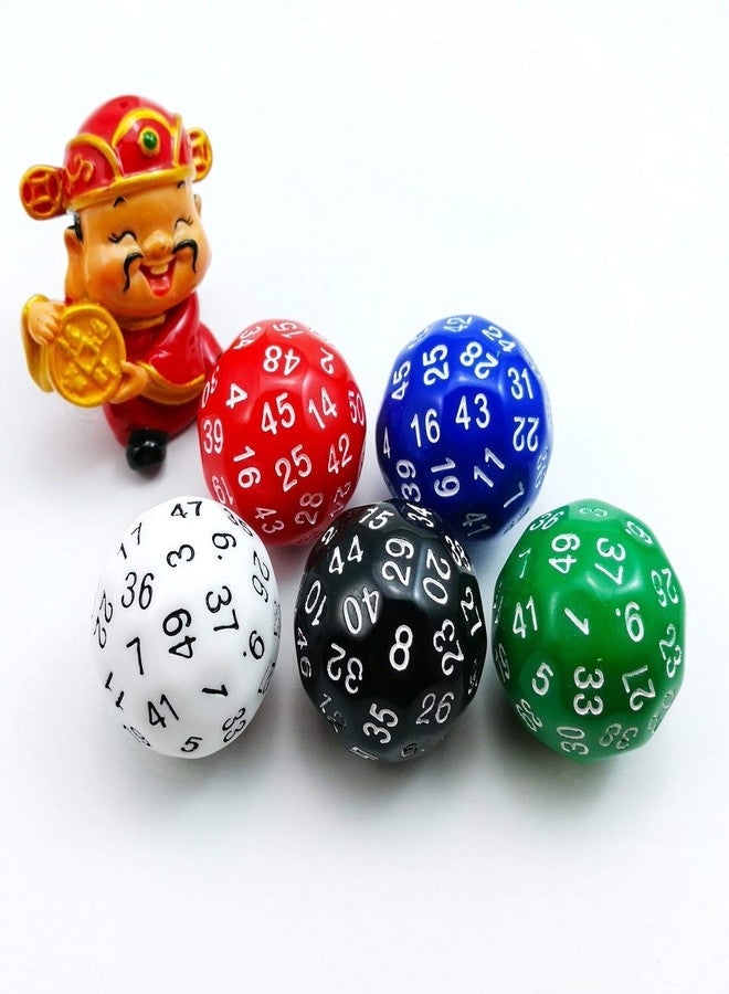 Bescon Fifty-Sided Die, 50 Sided Cube, 50 Sides Dice, 50-Sided D50 30mm Large Gaming Dice - 5 Assorted Opaque Color with Numbers - Image 1